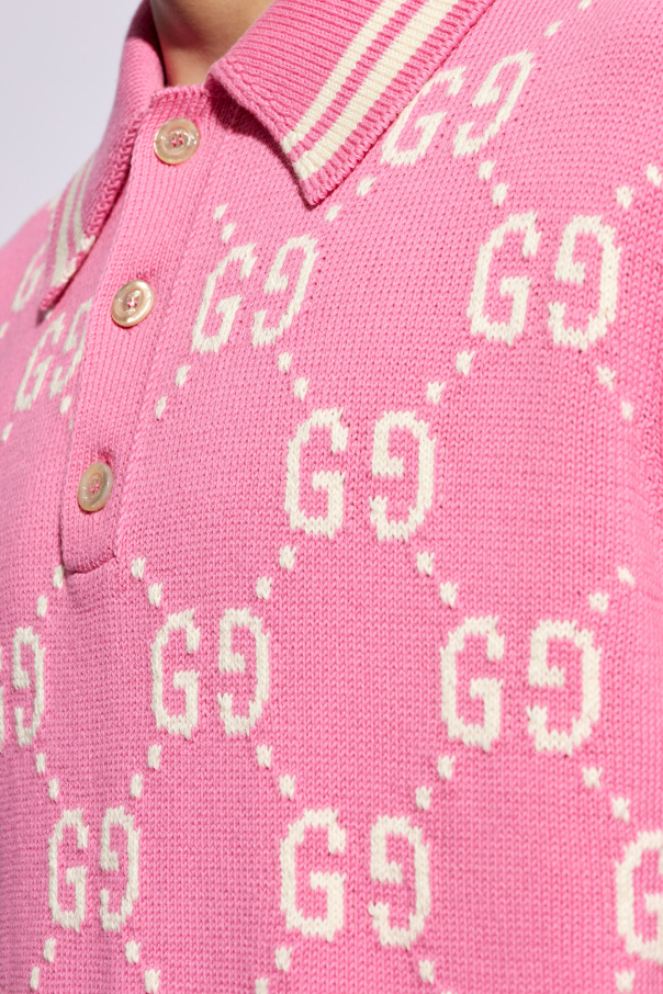 Tシャツ・カットソー GUCCI Woman Polo Shirt Pink 810315XKD8J 5166 WMNS) Gucci GG Wool Jacquard Polo Shirt 'Pink' 773631-XKDK5-5152